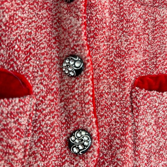Vintage Velvet Trim Crop Jacket Antique Buttons and Pockets Medium - Picture 5 of 10
